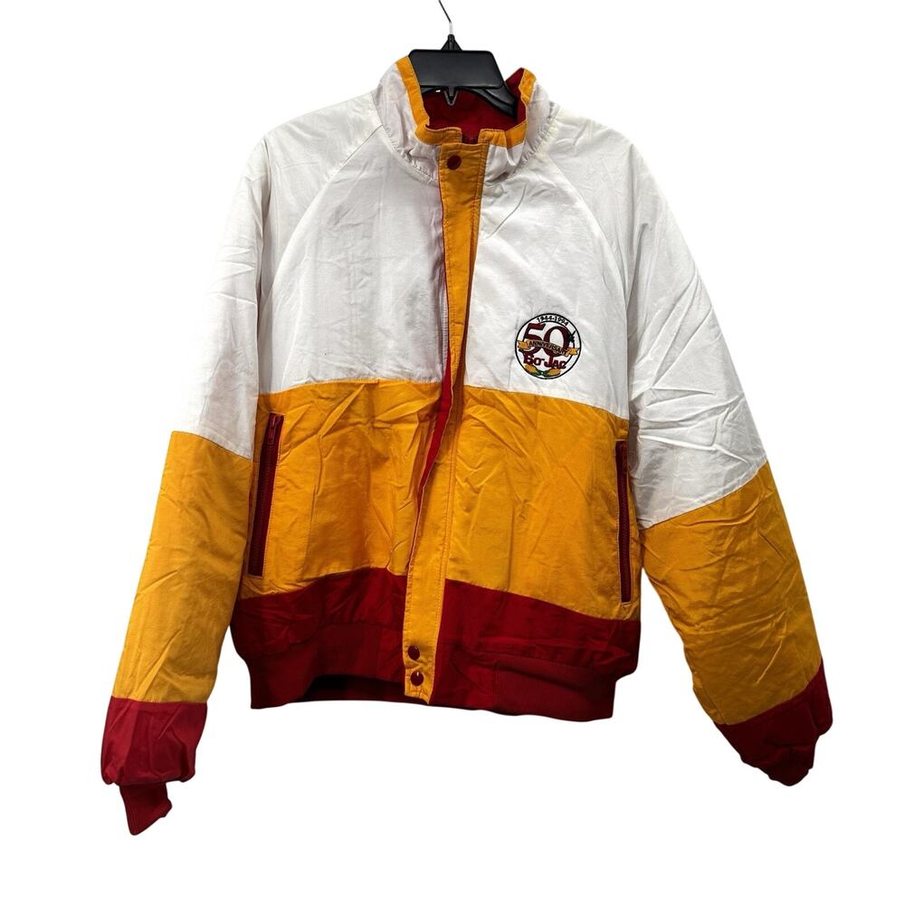 Bo-Jac Seed Co. Coat Size XL Puffer Red Yellow White Winter Jacket